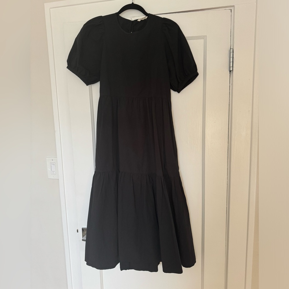 Ali Golden Puff Sleeve Black Dress - Small - Picture 3 of 6